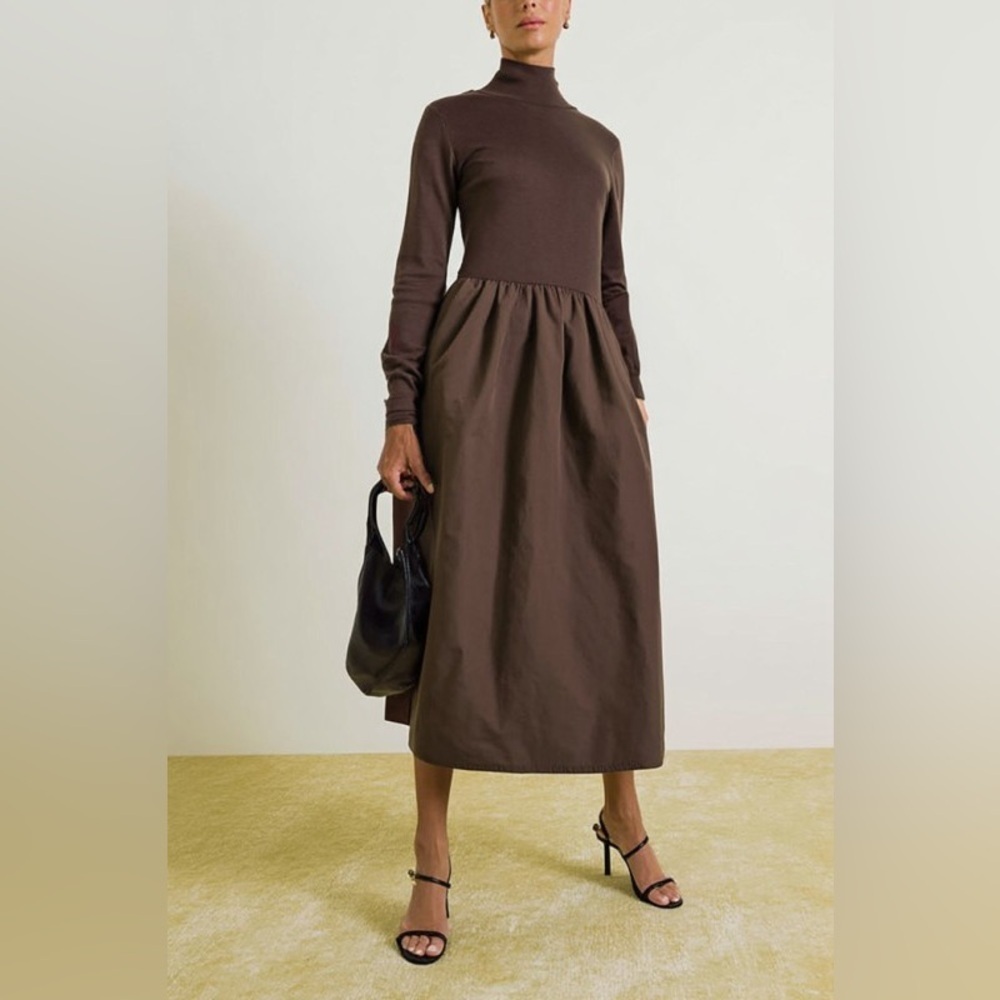 Contrast Dress  - Chocolate